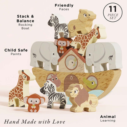 Wooden Balancing Ark Animal Stacker - Toby Tiger UK
