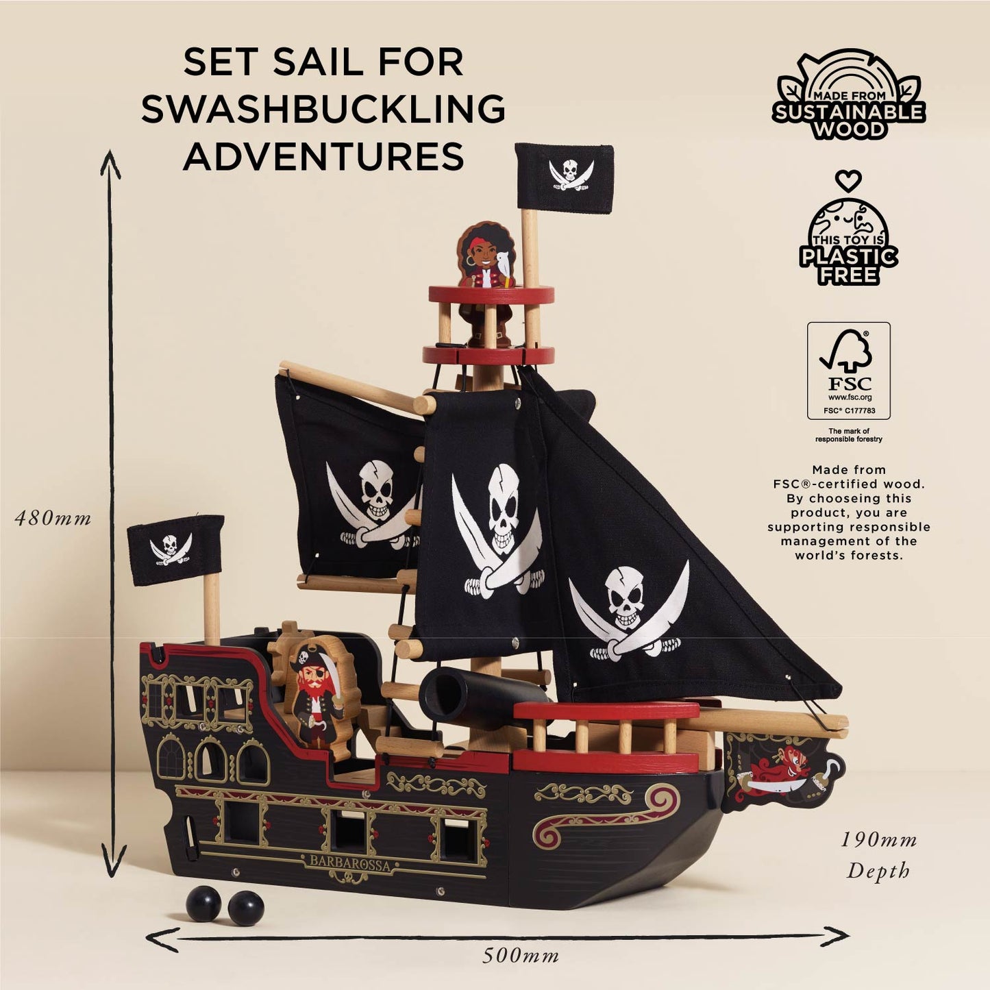 Barbarossa Pirate Ship & Characters - Toby Tiger