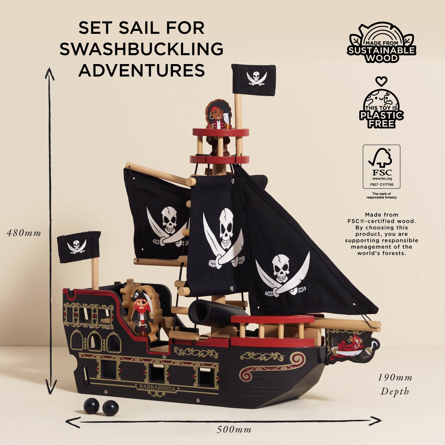 Barbarossa Pirate Ship & Characters - Toby Tiger UK