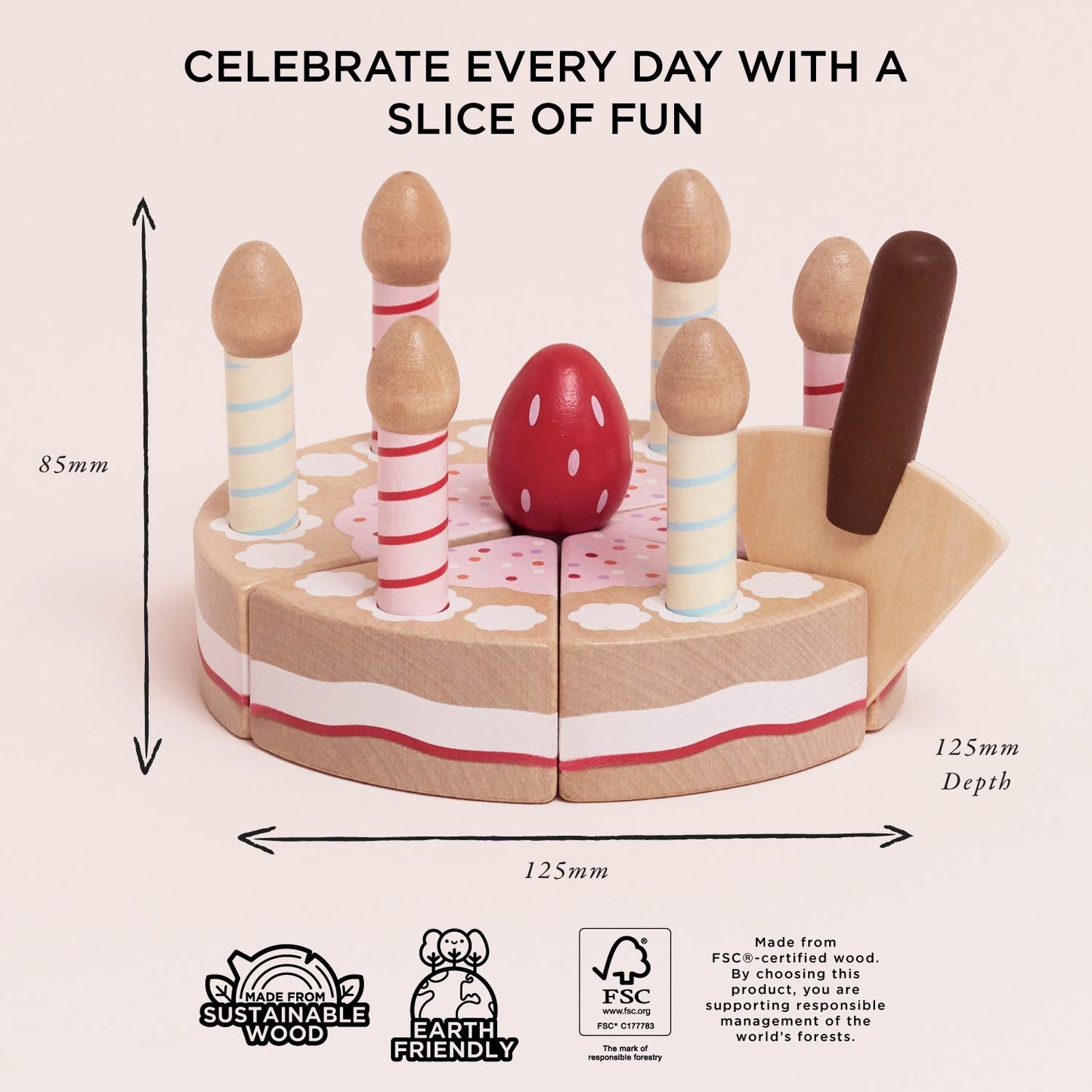 Sliceable Birthday Cake & Candles - Toby Tiger UK