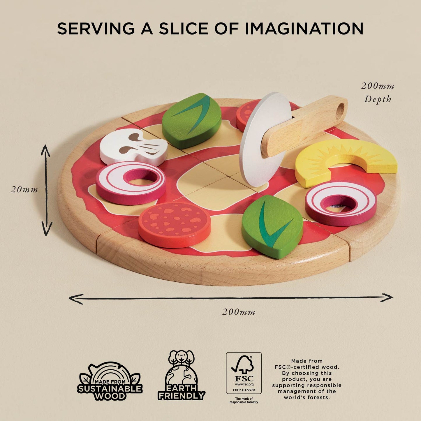 Pizza & Toppings with Slice Cutter - Toby Tiger UK