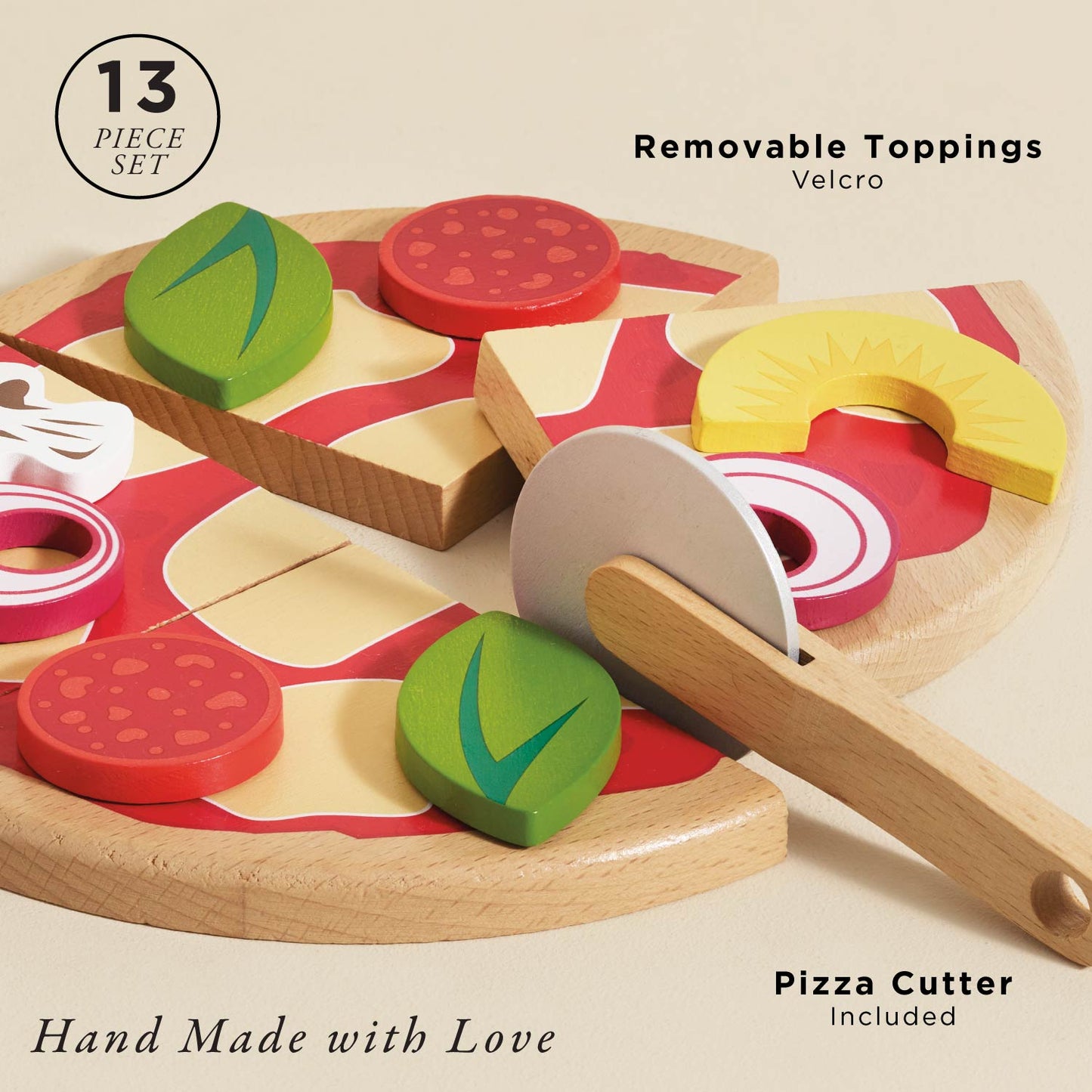 Pizza & Toppings with Slice Cutter - Toby Tiger UK