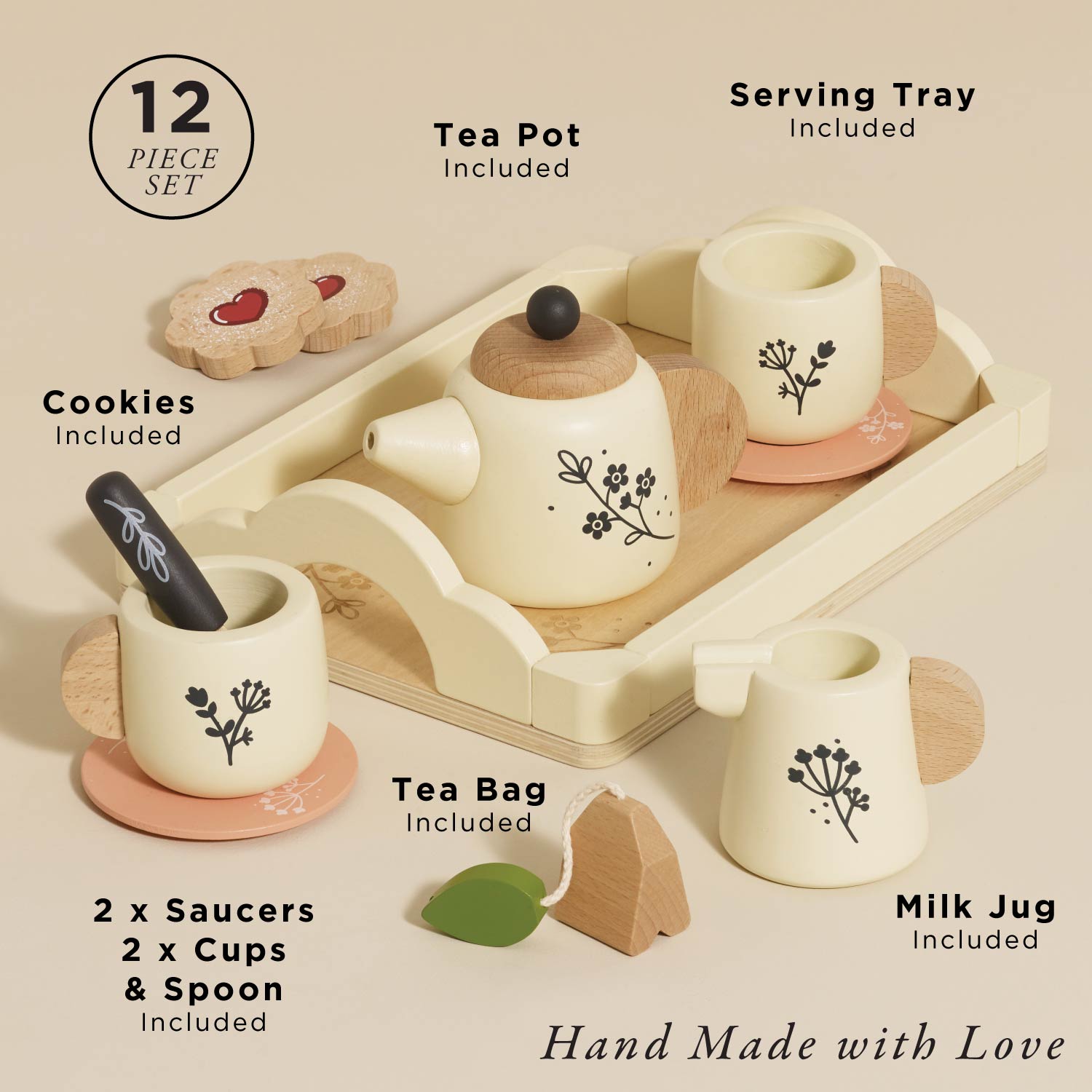 Wooden Tea Set & Tray - Toby Tiger