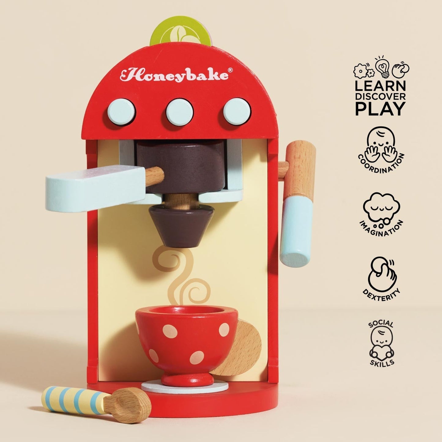 Wooden Toy Coffee Machine & Pods - Toby Tiger UK