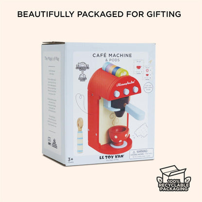 Wooden Toy Coffee Machine & Pods - Toby Tiger UK