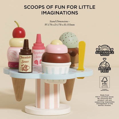 Wooden Ice Cream Stand & Toppings - Toby Tiger UK