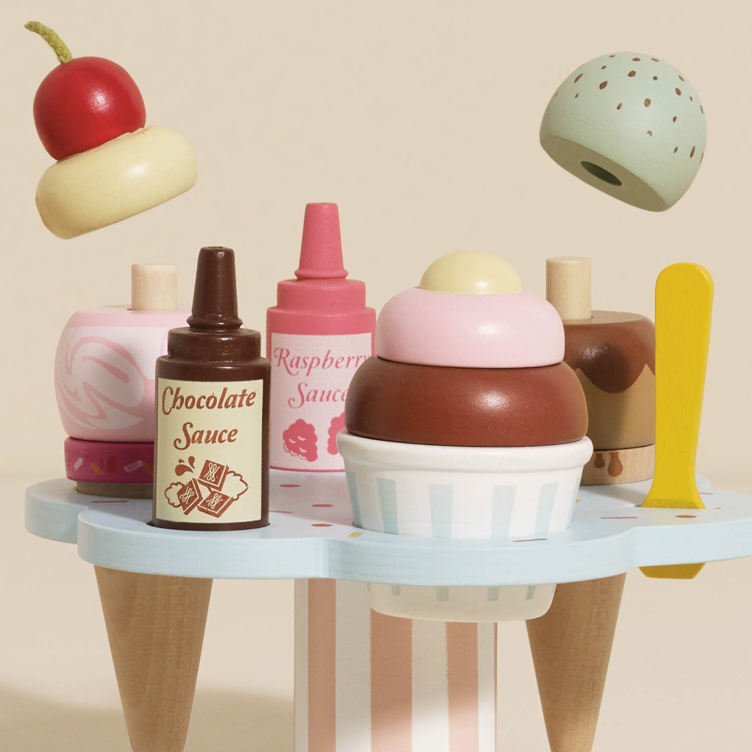 Wooden Ice Cream Stand & Toppings - Toby Tiger UK