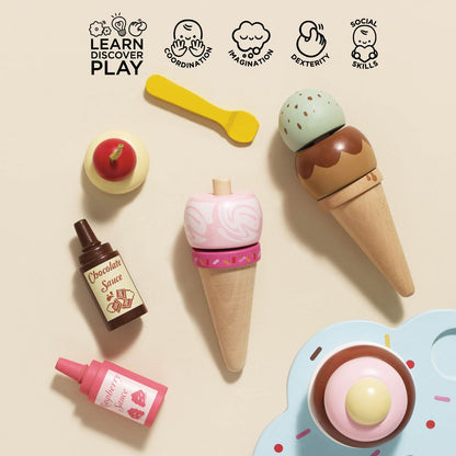 Wooden Ice Cream Stand & Toppings - Toby Tiger UK