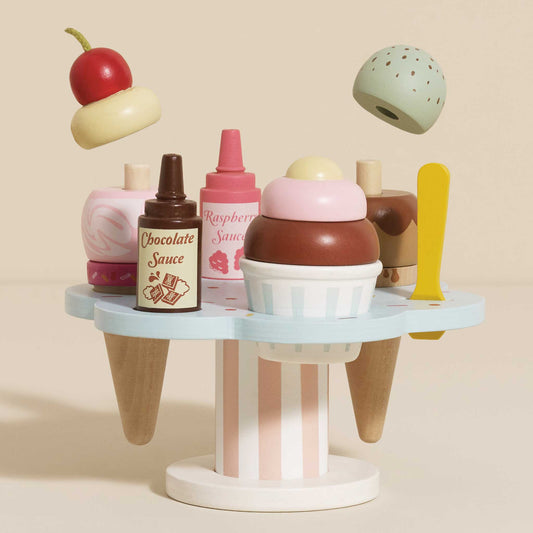 Wooden Ice Cream Stand & Toppings - Toby Tiger UK