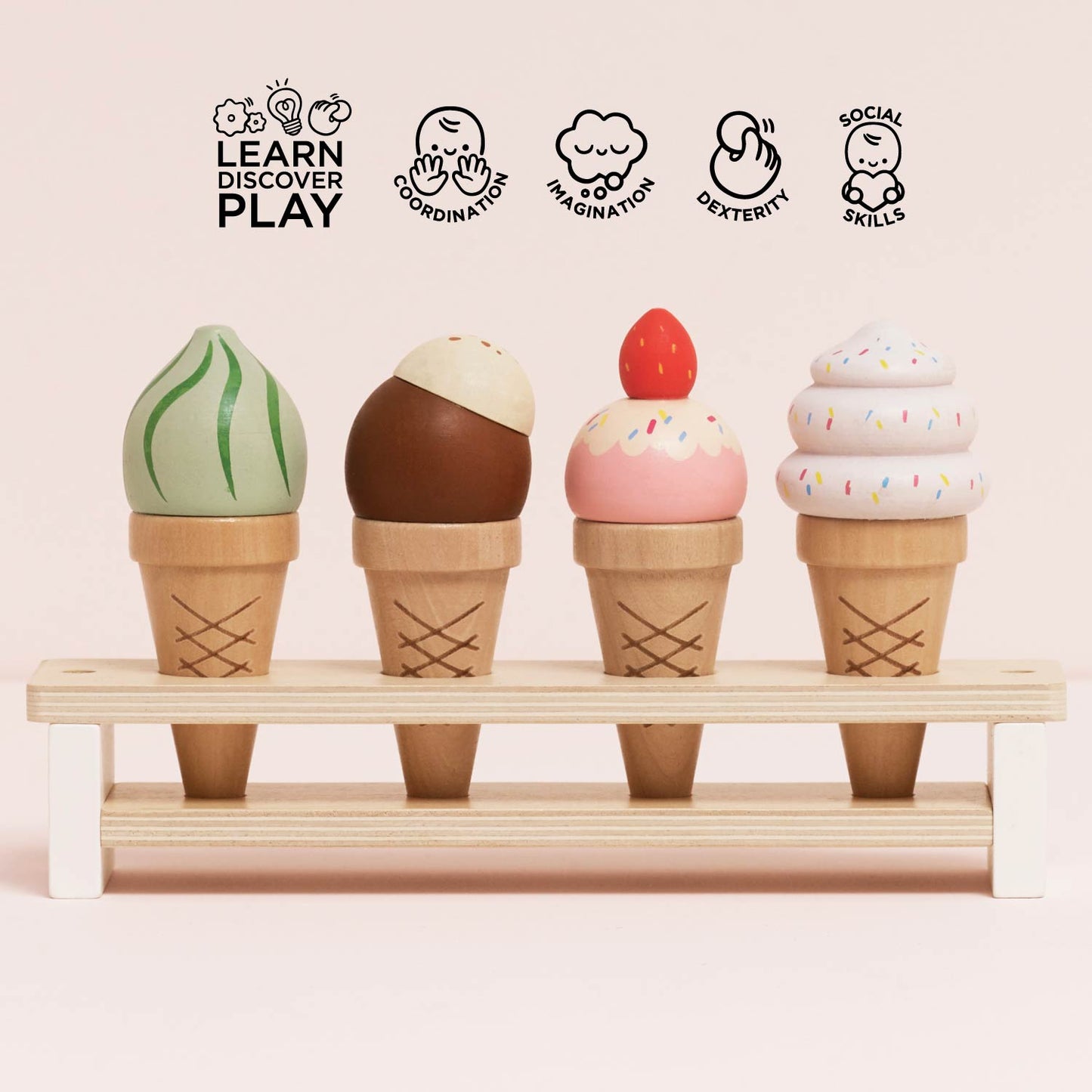 Wooden Ice Cream Cones Set - Toby Tiger UK