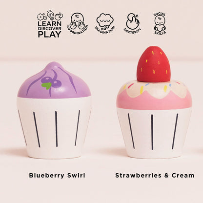 Wooden Cupcake Play Food Set - Toby Tiger UK