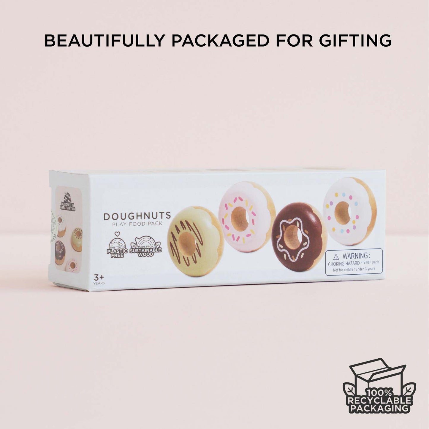 Wooden Doughnut Play Food Set - Toby Tiger UK