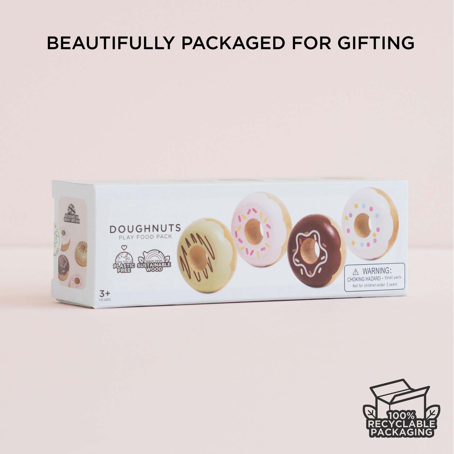 Wooden Doughnut Play Food Set - Toby Tiger UK