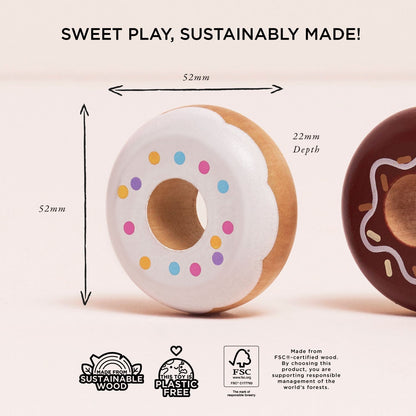 Wooden Doughnut Play Food Set - Toby Tiger UK