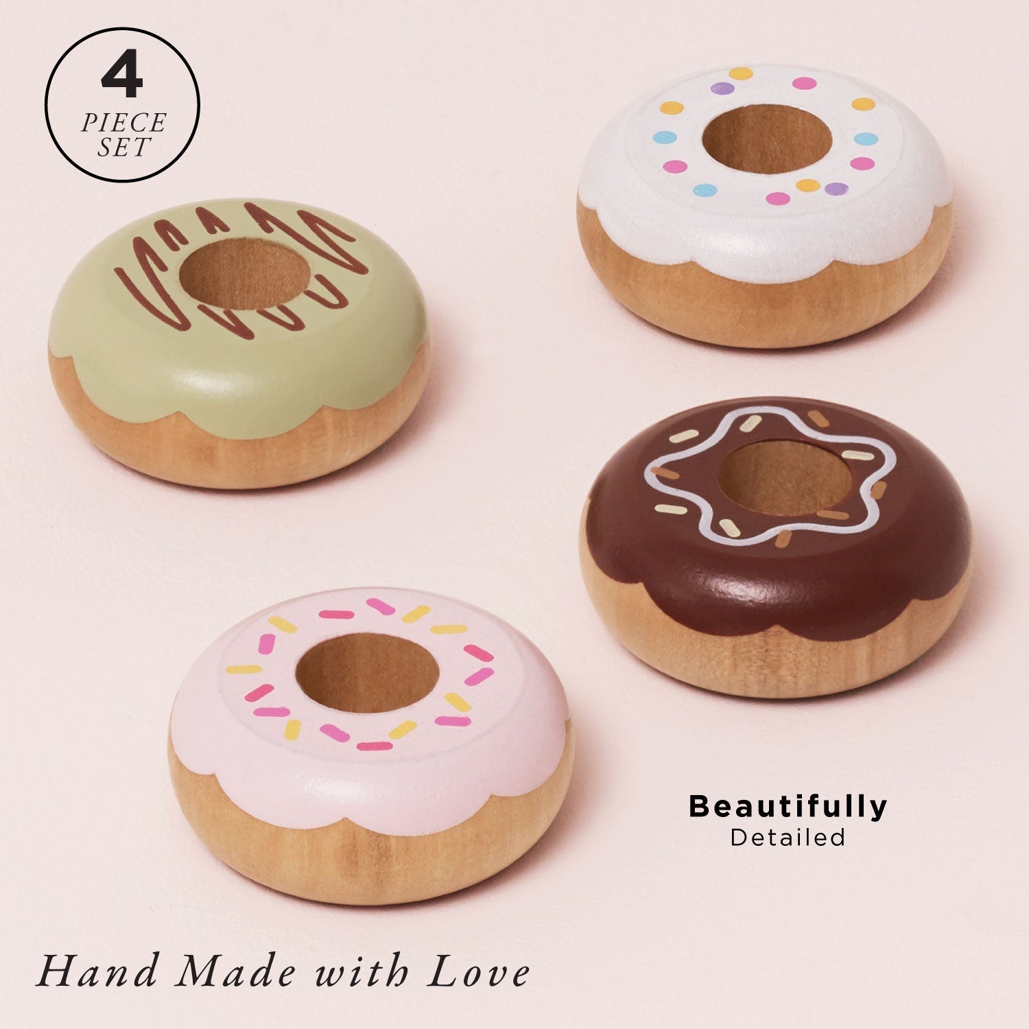 Wooden Doughnut Play Food Set - Toby Tiger UK