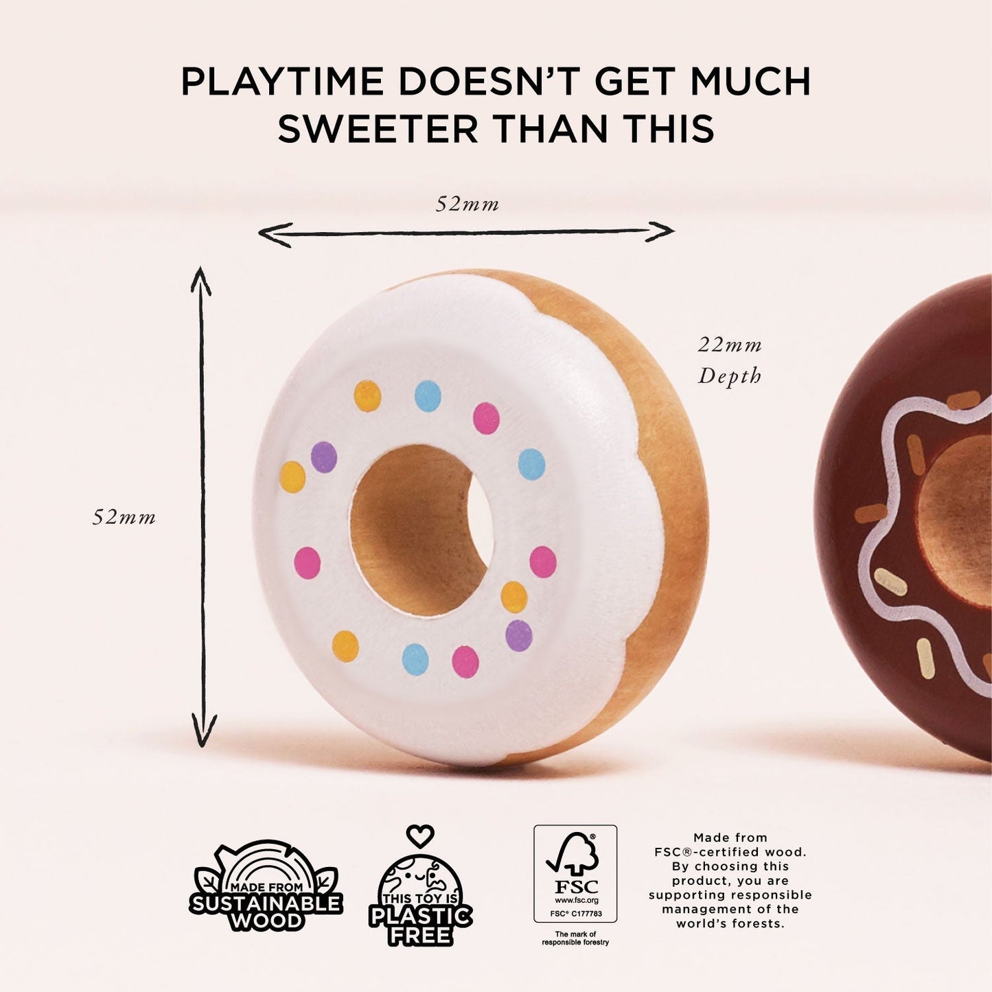 Wooden Doughnut Play Food Set - Toby Tiger UK