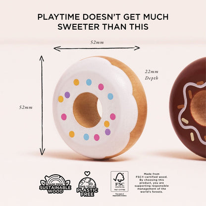Wooden Doughnut Play Food Set - Toby Tiger UK