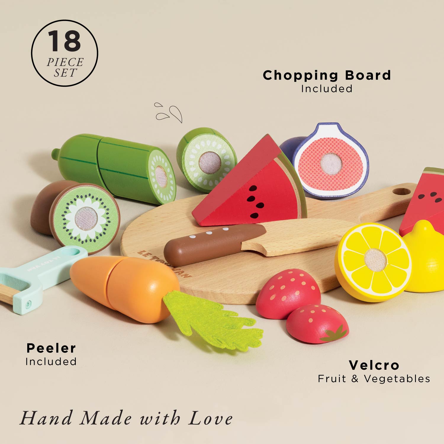 Wooden Chopping Board & Sliceable Play Food - Toby Tiger UK