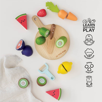 Wooden Chopping Board & Sliceable Play Food - Toby Tiger UK