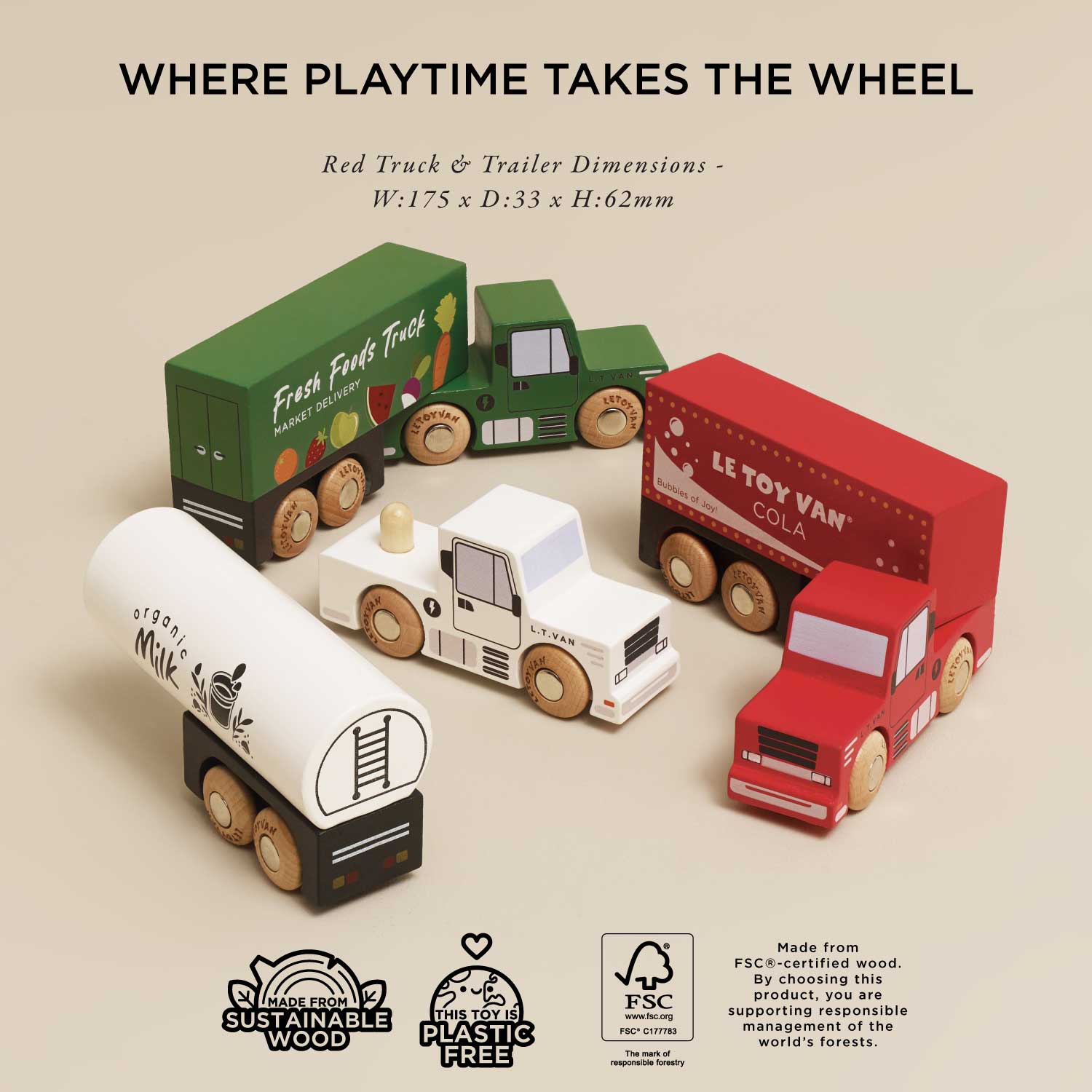 Wooden Trailer Truck Set - Toby Tiger UK
