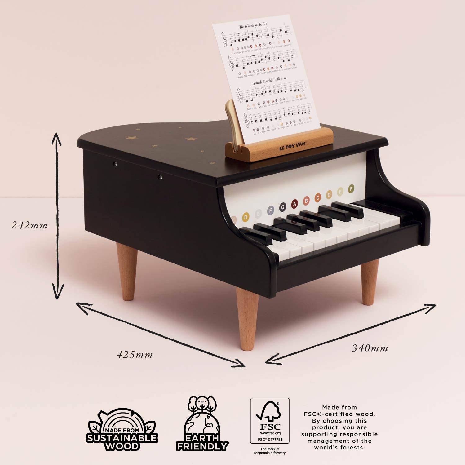 Wooden Grand Piano Toy - Toby Tiger