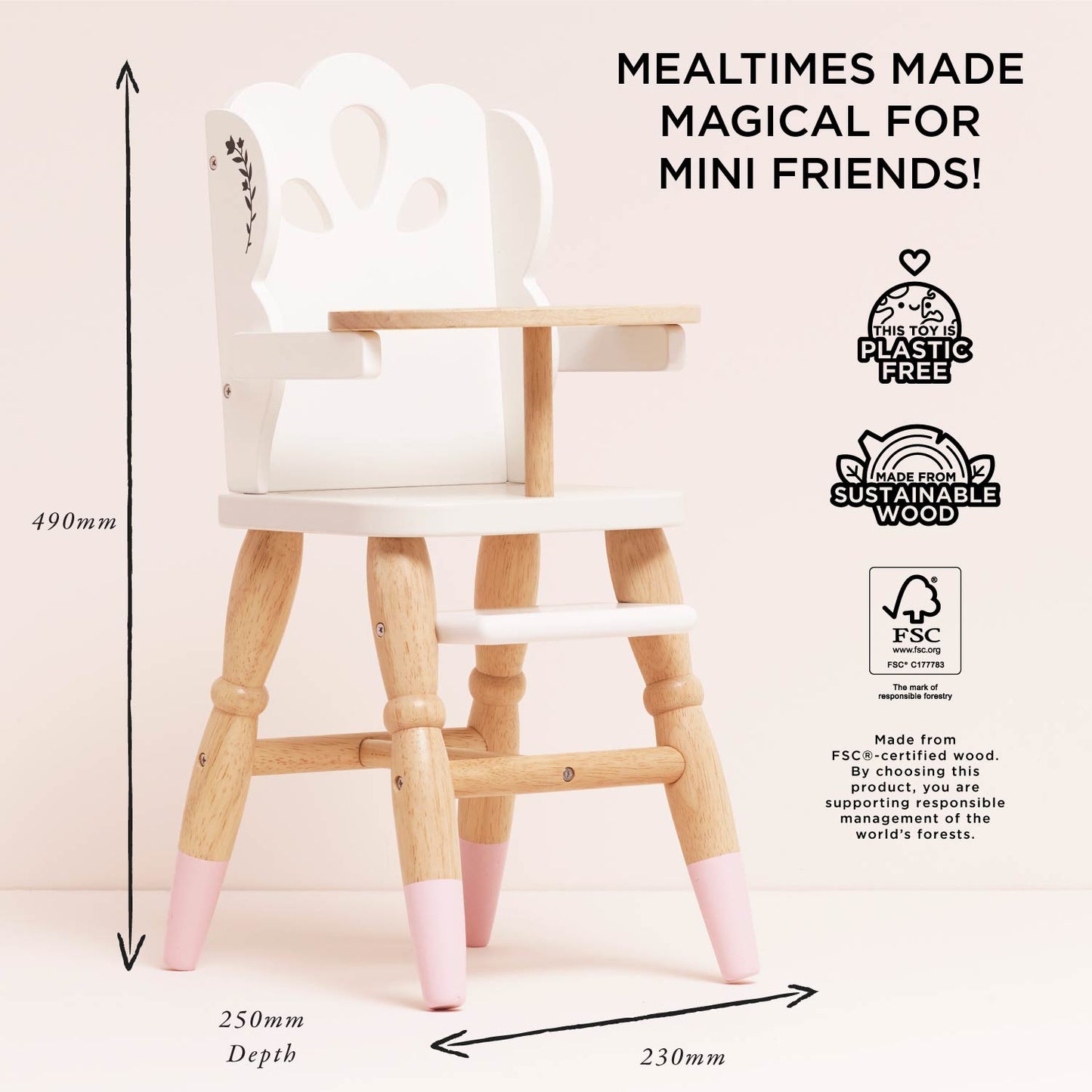 Dolls Wooden High Chair - Toby Tiger