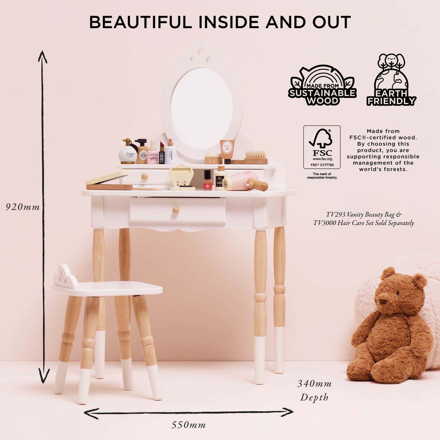 Dressing-up Vanity Table & Stool - Toby Tiger UK