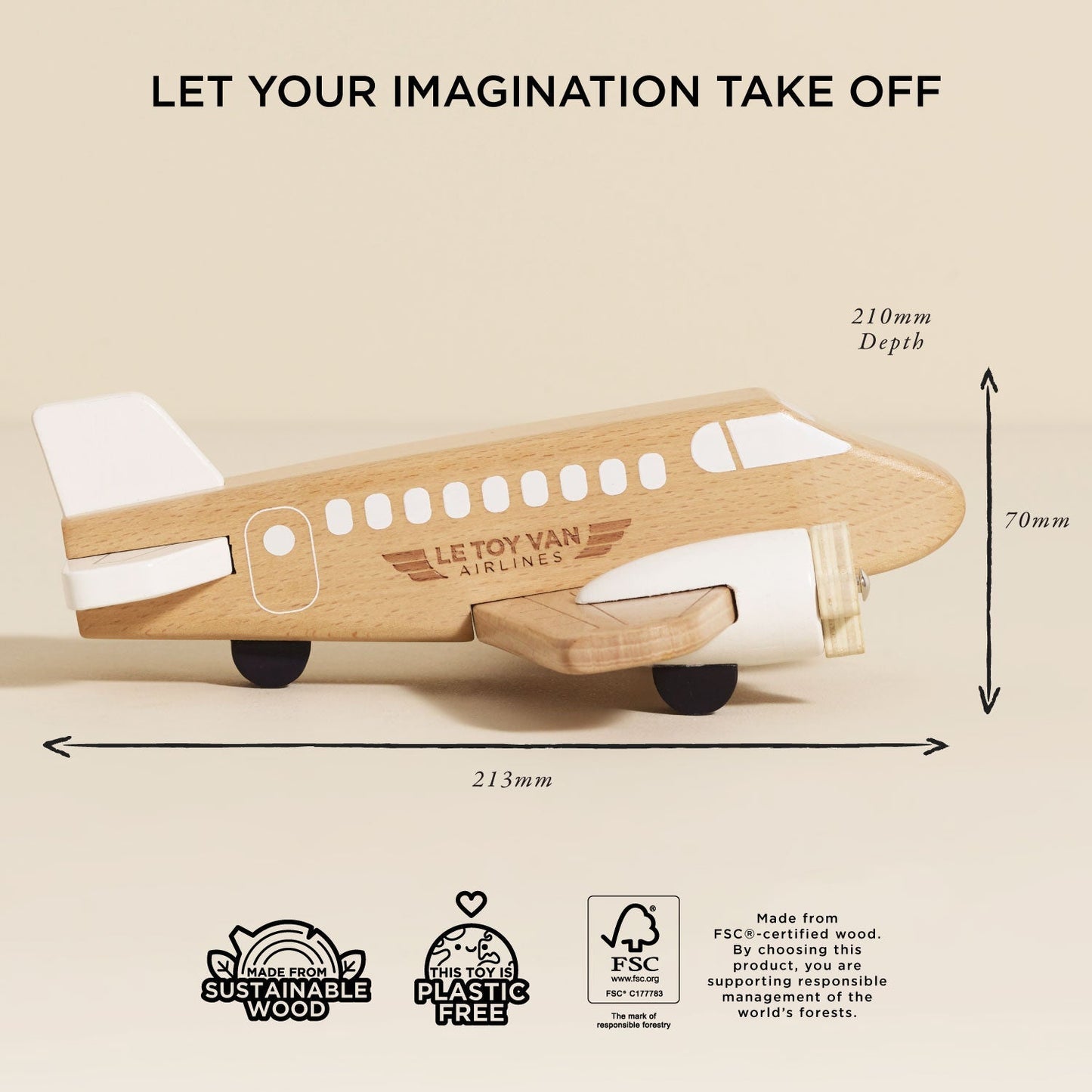 Wooden Toy Plane - Toby Tiger UK