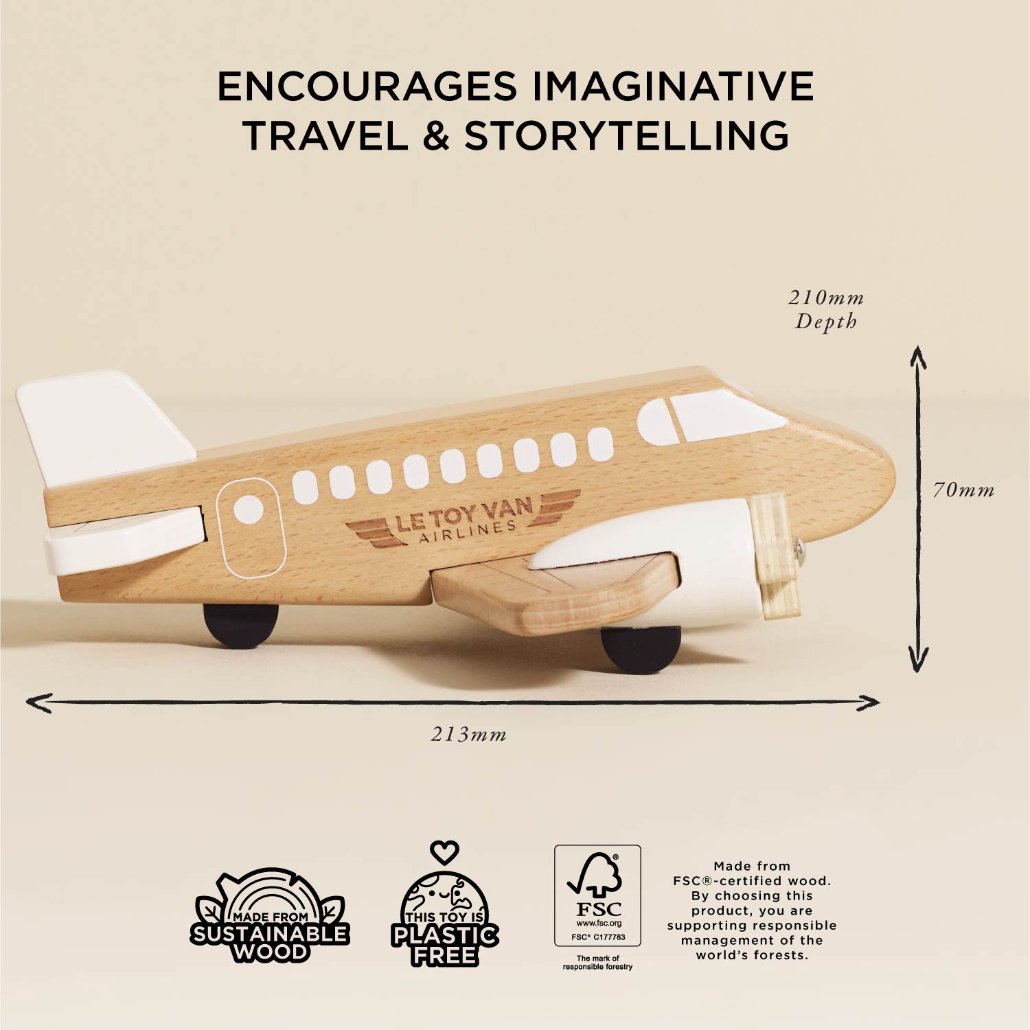 Wooden Toy Plane - Toby Tiger UK