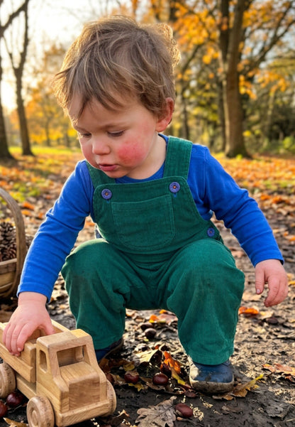 Organic Green Corduroy Dungarees