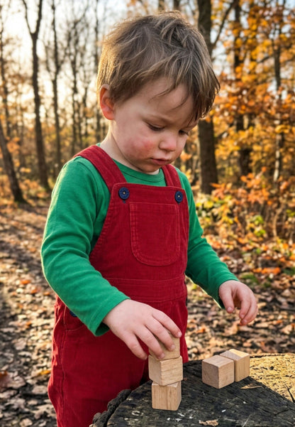 Organic Red Corduroy Dungarees