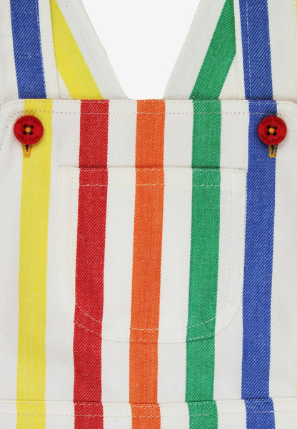 Organic Happy Stripe Woven Dungarees - Toby Tiger