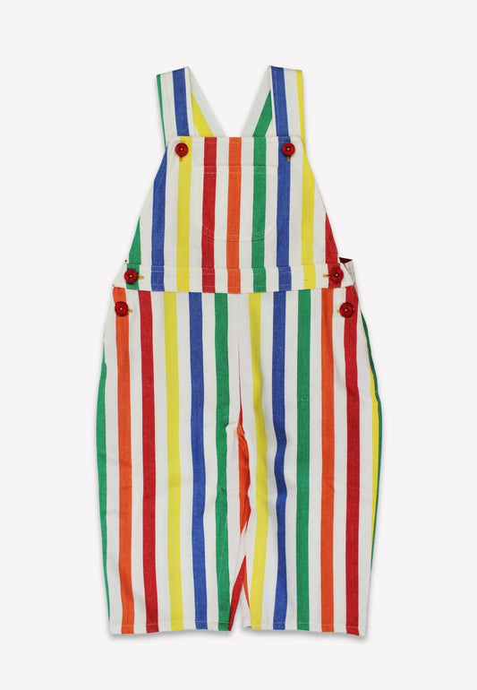 Organic Happy Stripe Woven Dungarees - Toby Tiger