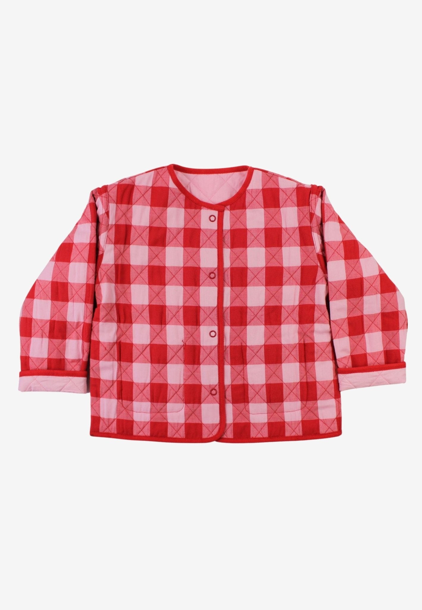 Organic Red Gingham Woven Reversible Jacket - Toby Tiger