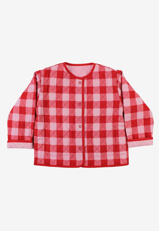 Organic Red Gingham Woven Reversible Jacket - Toby Tiger