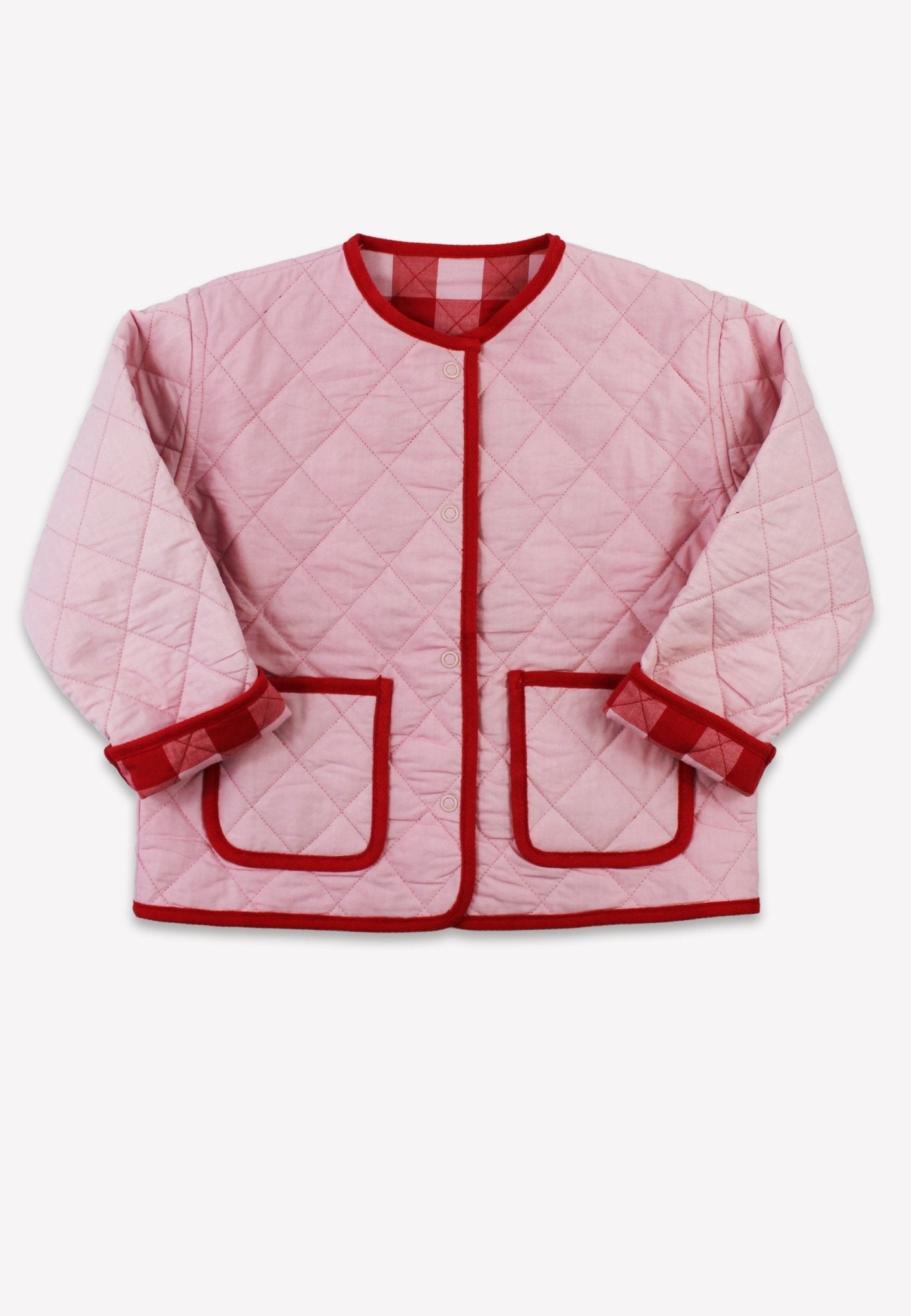 Organic Red Gingham Woven Reversible Jacket - Toby Tiger
