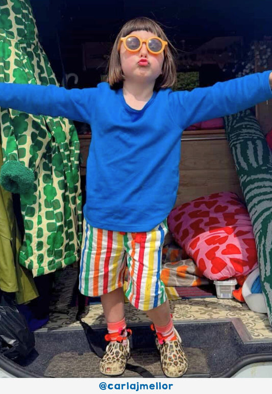 Organic Happy Stripe Woven Shorts