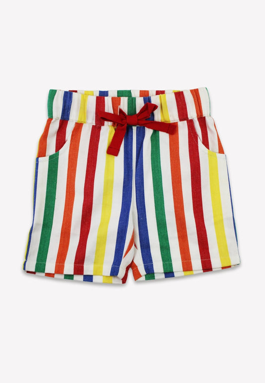 Organic Happy Stripe Woven Shorts - Toby Tiger