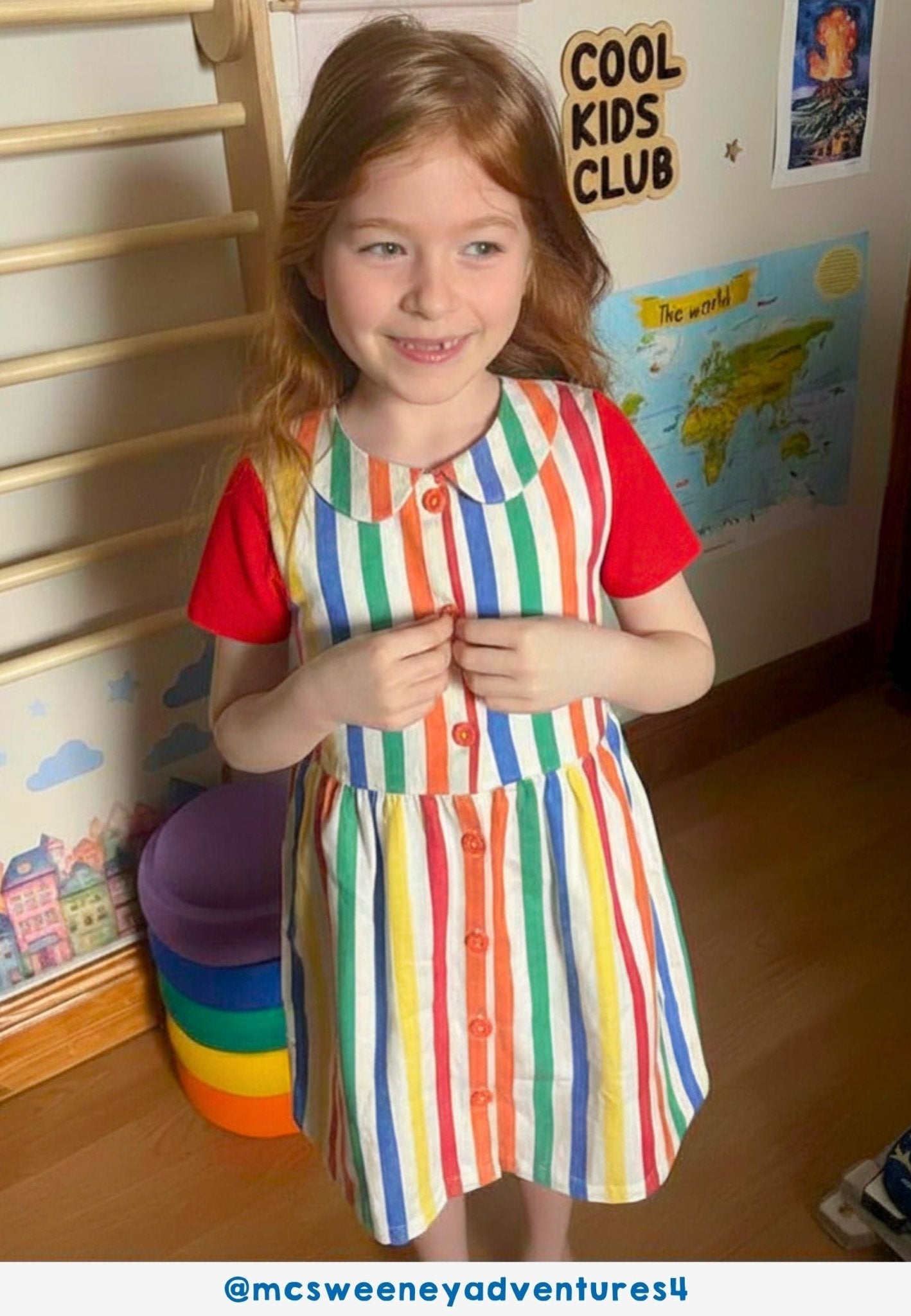 Organic Happy Stripe Woven Dress - Toby Tiger