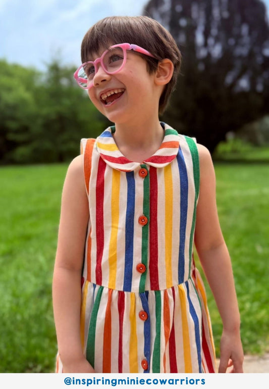 Organic Happy Stripe Woven Dress - Toby Tiger