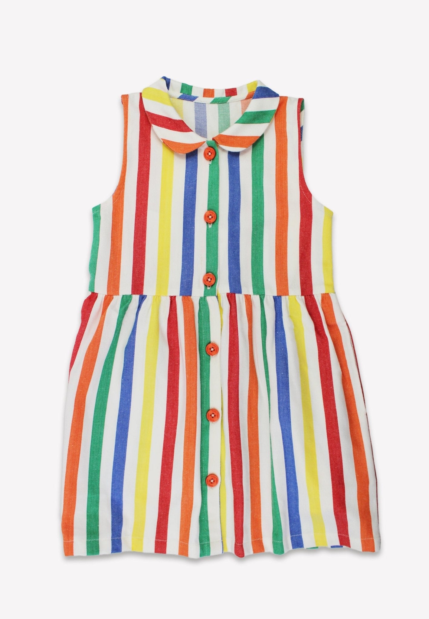 Organic Happy Stripe Woven Dress - Toby Tiger