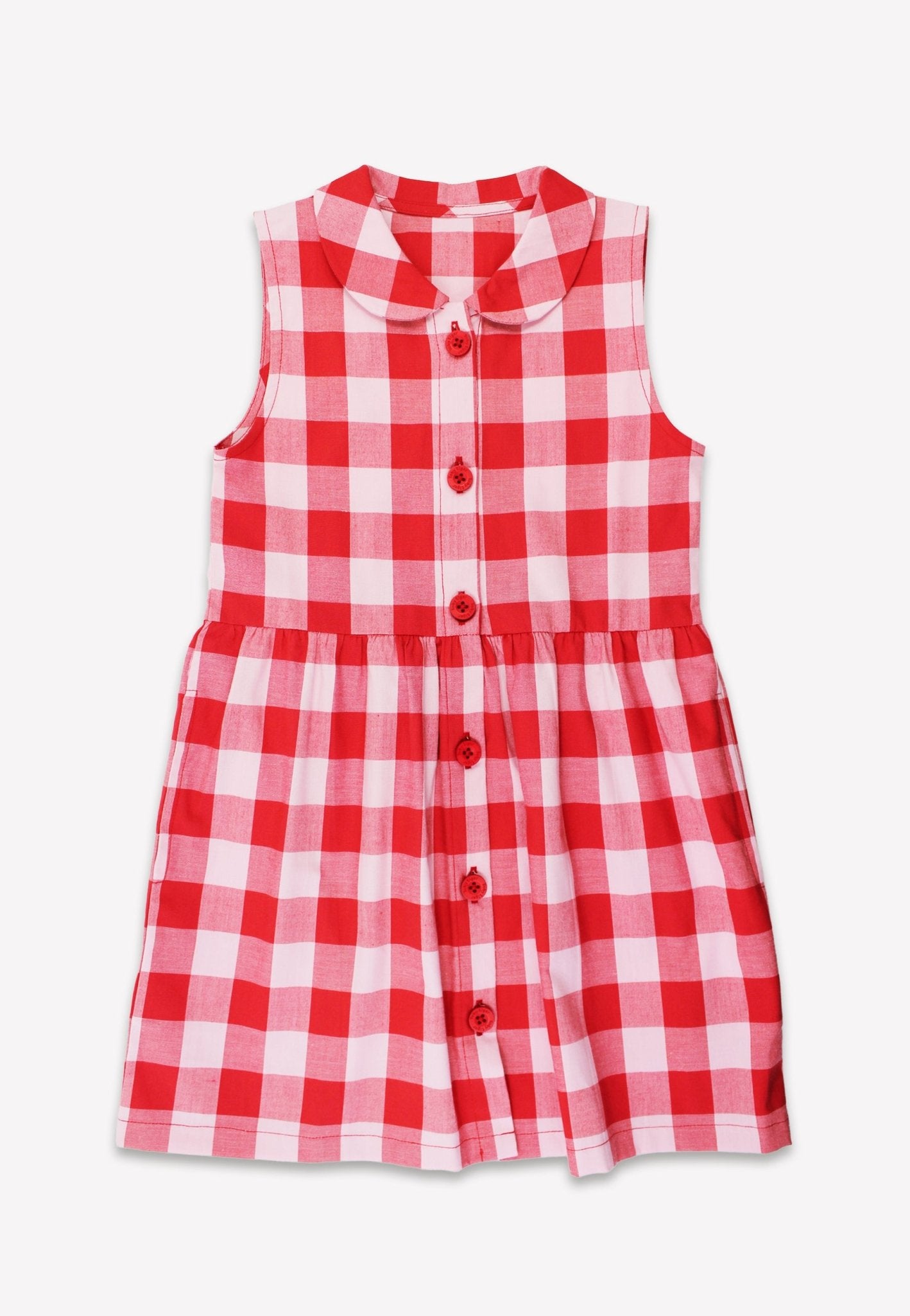 Organic Red Gingham Woven Dress - Toby Tiger