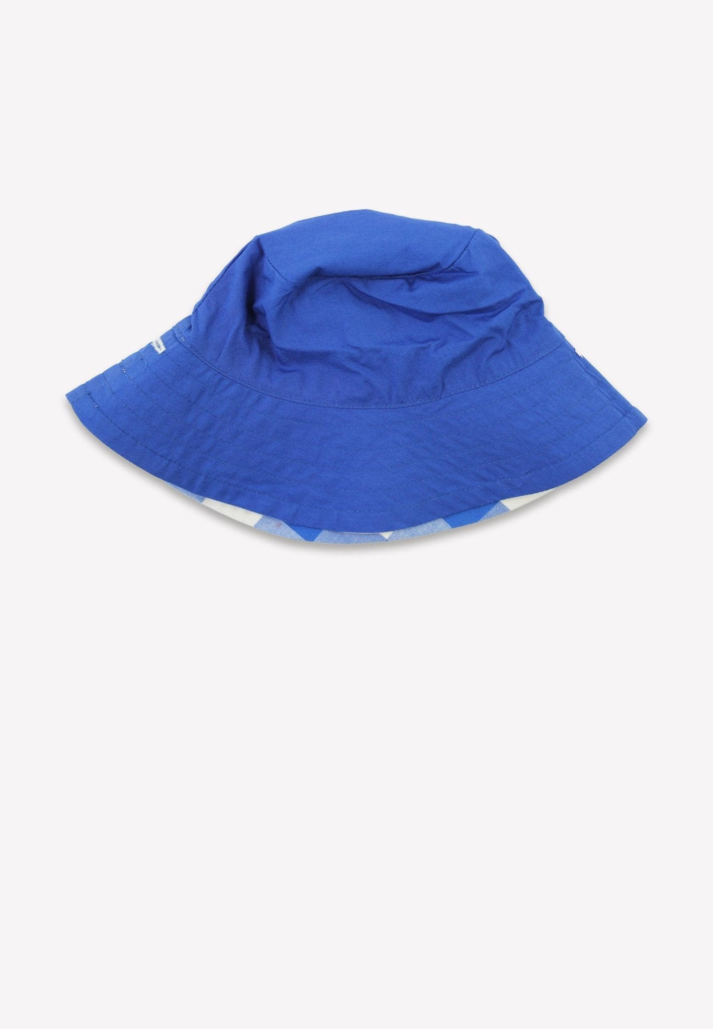 Organic Blue Gingham Woven Reversible Sun Hat - Toby Tiger