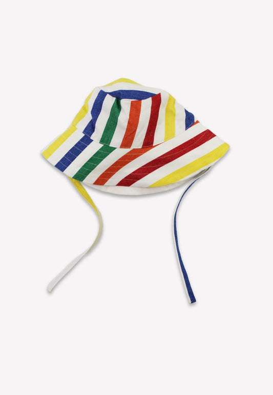 Organic Happy Stripe Woven Reversible Sun Hat - Toby Tiger