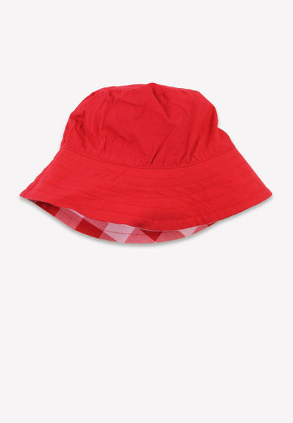 Organic Red Gingham Woven Reversible Sun Hat - Toby Tiger
