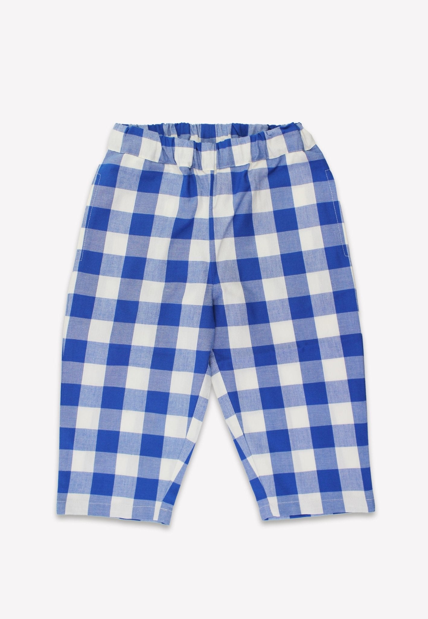 Organic Blue Gingham Woven Trousers - Toby Tiger