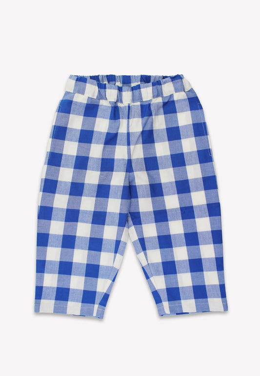 Organic Blue Gingham Woven Trousers - Toby Tiger