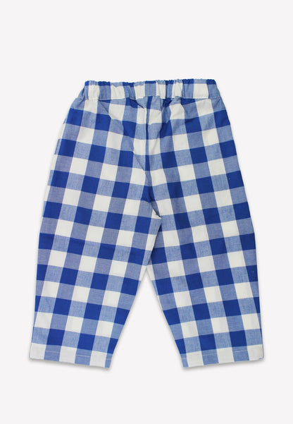 Organic Blue Gingham Woven Trousers - Toby Tiger
