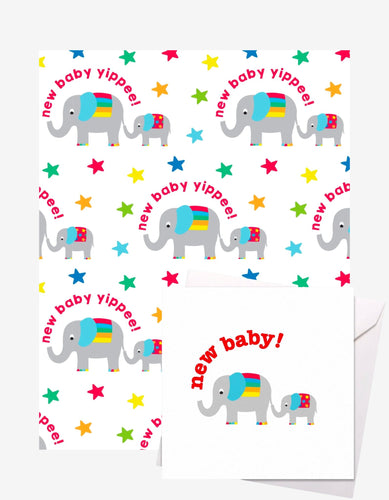 Baby Elly Gift Wrap + Personalised Card (New Baby) - Toby Tiger