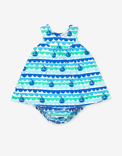 Boat Print Baby Dress Set - Toby Tiger